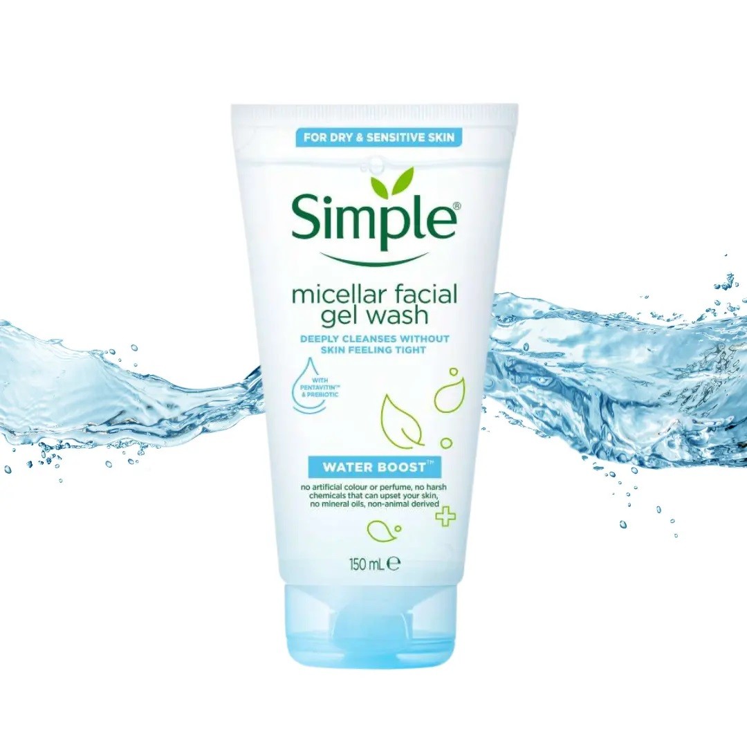 Simple Water Boost Micellar Gel Face Wash For Dry & Sensitive Skin 150ml