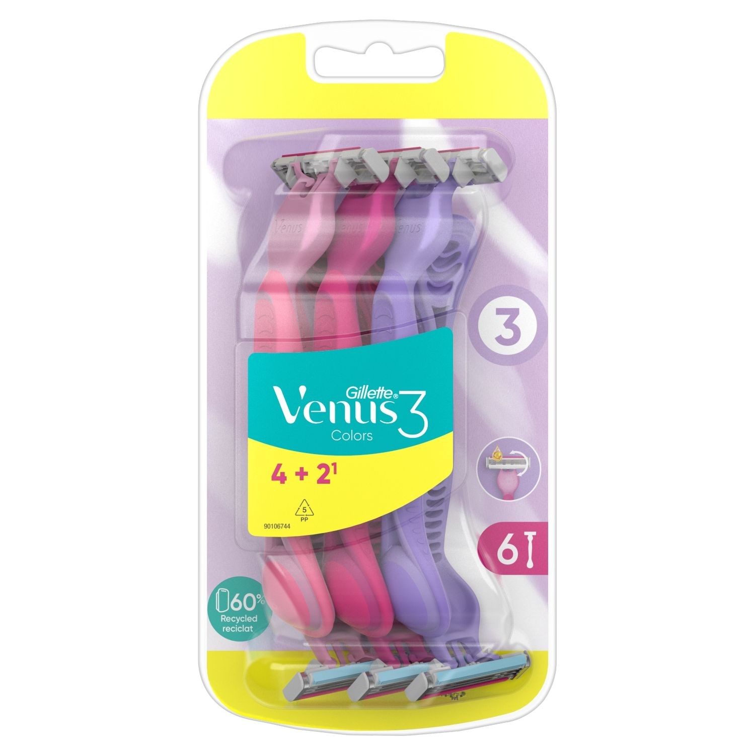 Gillette Venus Simply 3 Ready Razor with Lubricating Tape - 6 Pack