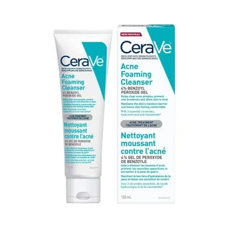 Cerave Acne Foaming Cleanser 4% Benzolyl Peroxide Gel 150ml