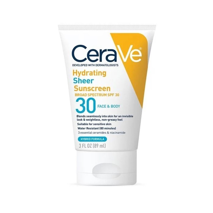 Cerave Hydrating Sheer Sunscreen Broad Spectrum SPF 30 Face & Body 89ml