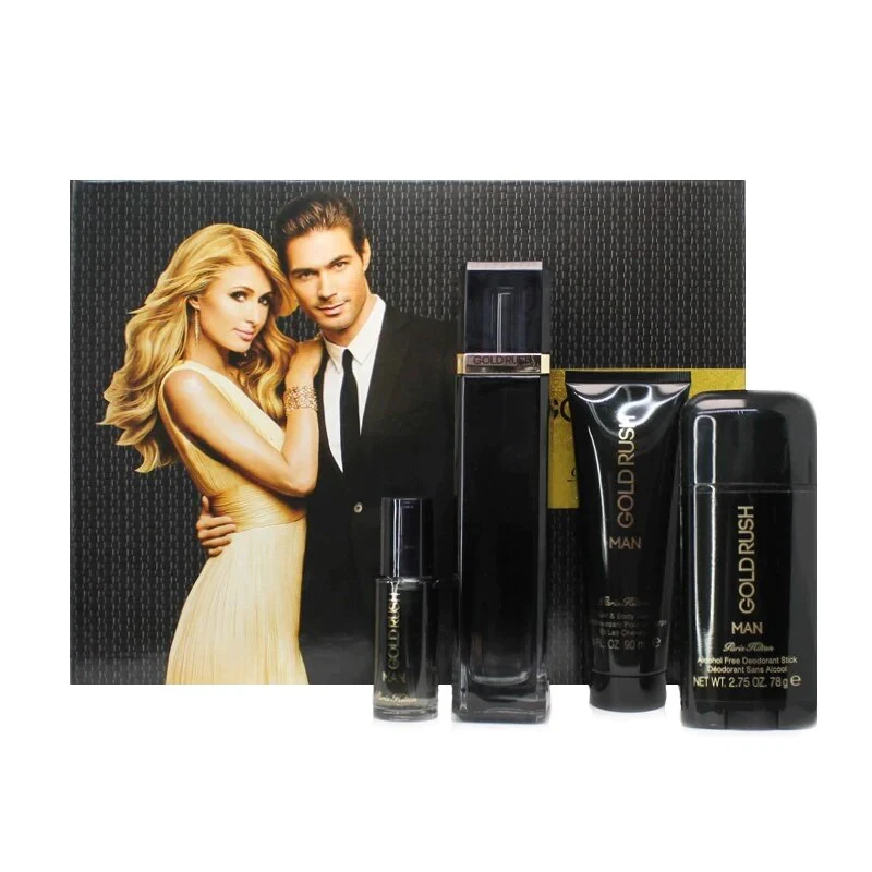 Paris Hilton Gold Rush 4 Piece Set for Men Standard Eau De Toilette for Men