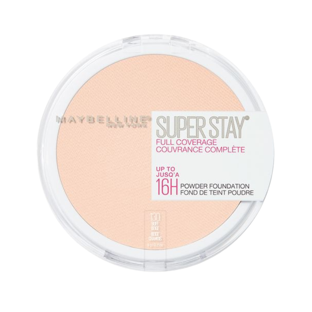 Maybelline Superstay 16H Full Coverage Powder Foundation 130 Buff Beige Classic Ivory 6g