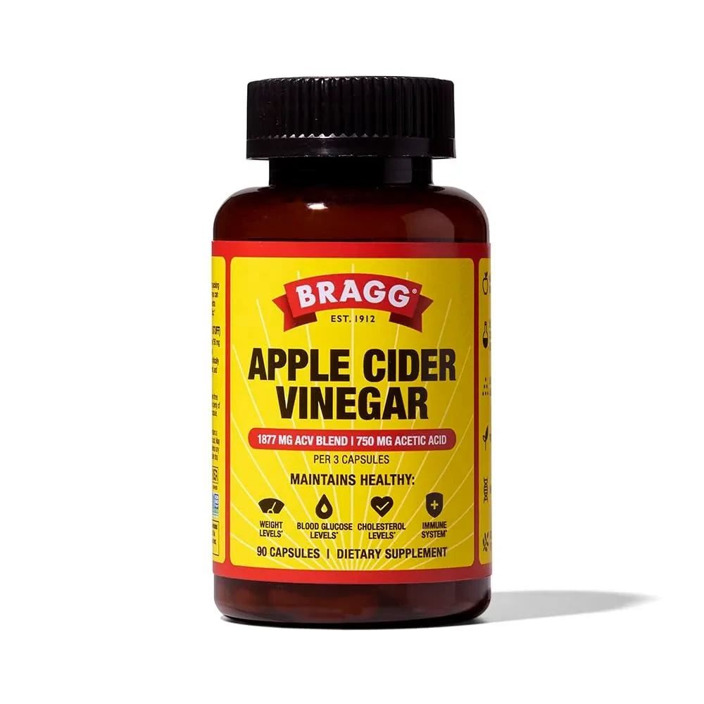Bragg Apple Cider Vinegar Capsules 90ct – 750mg Acetic Acid